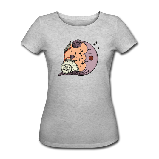 Frauen Bio-T-Shirt - “Cottagecore_Schnecke und Mond” - Grau meliert