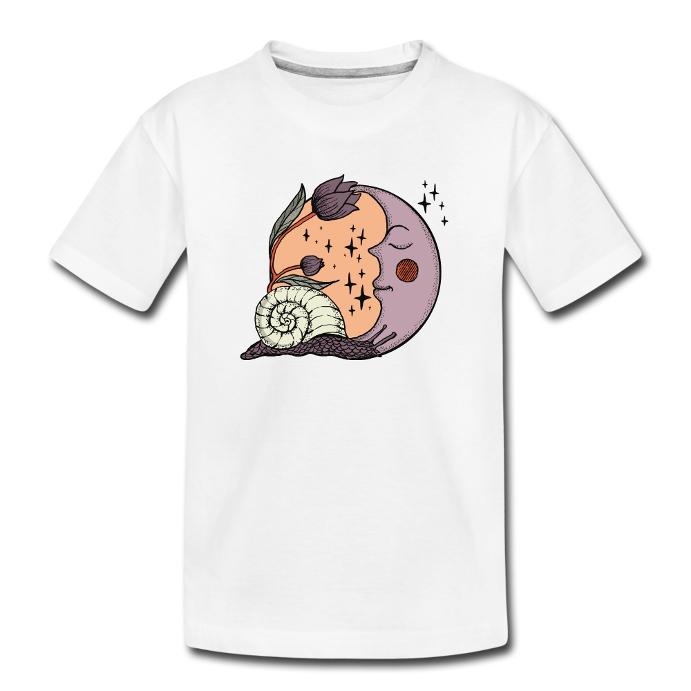Teenager Premium T-Shirt - “Cottagecore_Schnecke und Mond” - Weiß