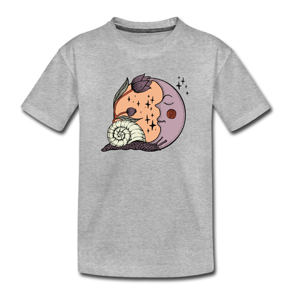 Teenager Premium T-Shirt - “Cottagecore_Schnecke und Mond” - Grau meliert