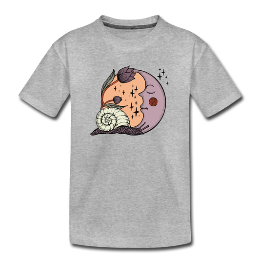 Teenager Premium T-Shirt - “Cottagecore_Schnecke und Mond” - Grau meliert
