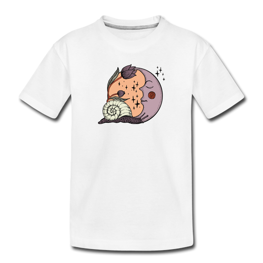 Kinder Premium Bio T-Shirt - “Cottagecore_Schnecke und Mond” - Weiß