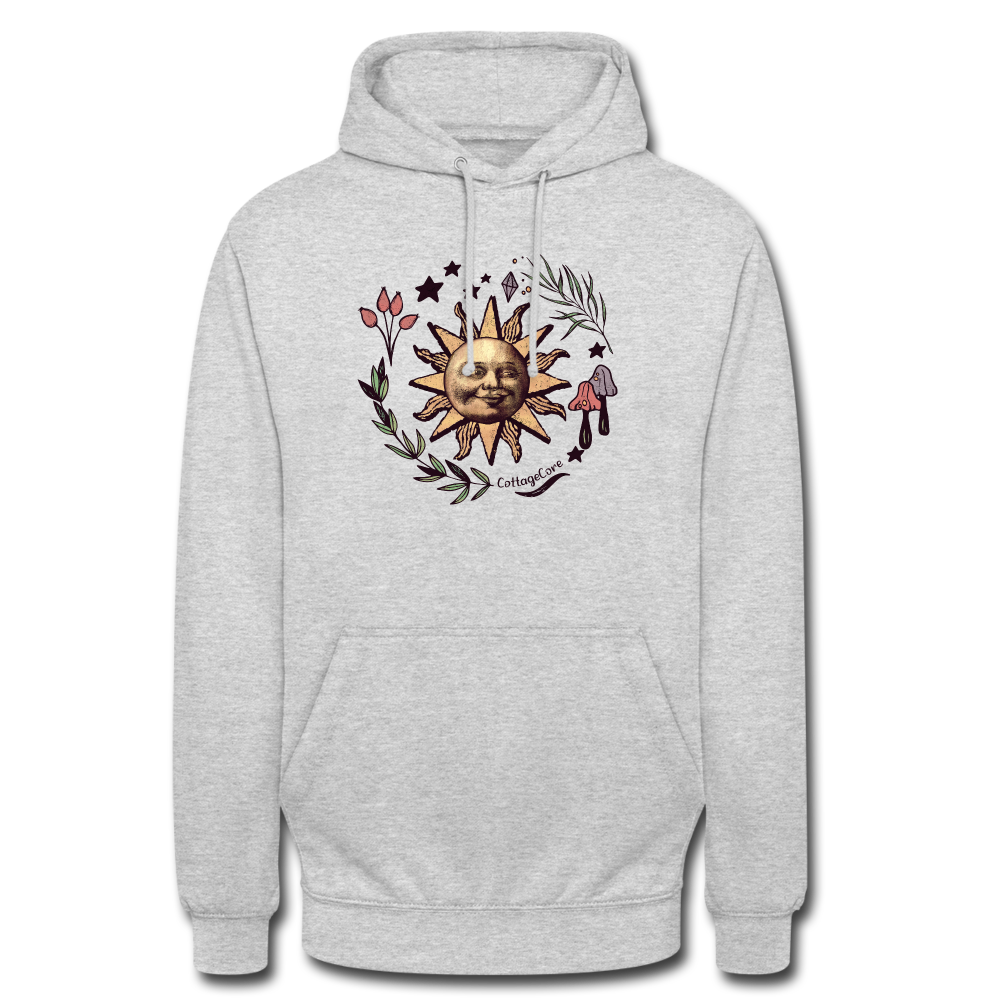 Unisex Hoodie - “Cottagecore_Die Sonne lacht” - Hellgrau meliert
