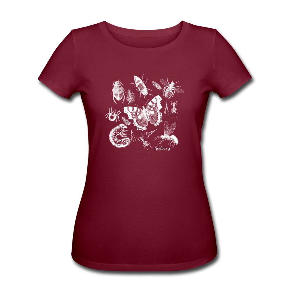 Frauen Bio-T-Shirt - "Goblincore_Insektenfreunde" - Burgunderrot