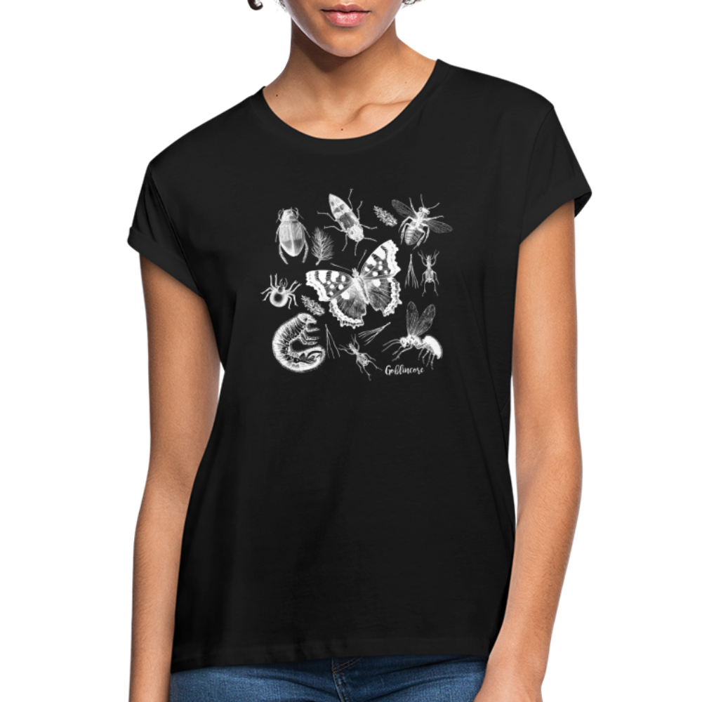 Frauen Oversize T-Shirt - "Goblincore_Insektenfreunde" - Schwarz
