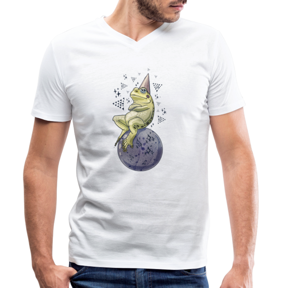 Männer Bio-T-Shirt mit V-Ausschnitt - "Magic Frog" - Weiß