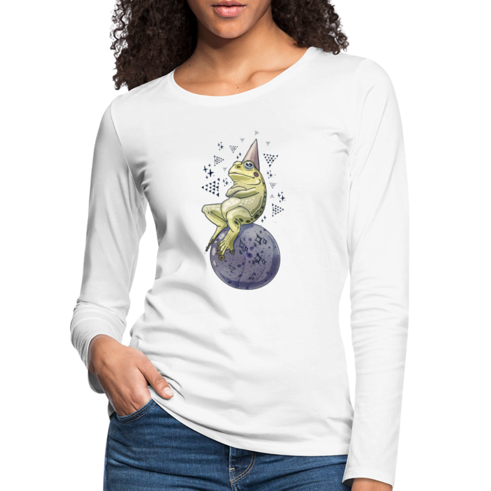Frauen Premium Langarmshirt - "Magic Frog" - Weiß