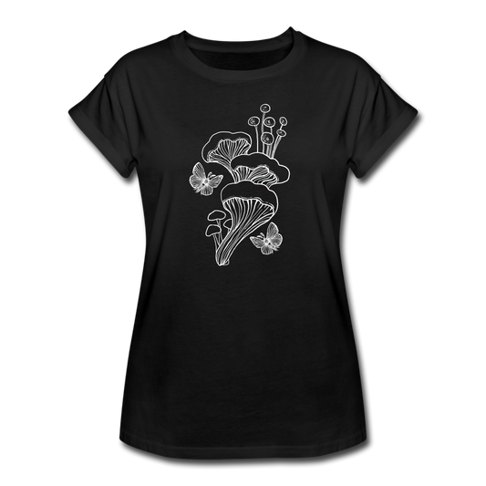 Frauen Oversize T-Shirt - “Goblincore_Tanz der Motten” - Schwarz