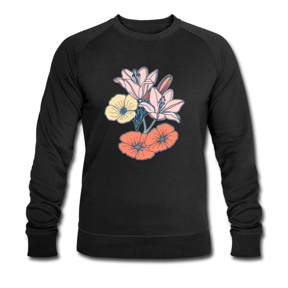 Männer Bio-Sweatshirt - “Some Flowers” - Schwarz