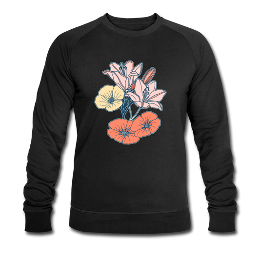Männer Bio-Sweatshirt - “Some Flowers” - Schwarz