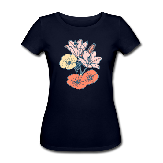 Frauen Bio-T-Shirt - “Some Flowers” - Navy