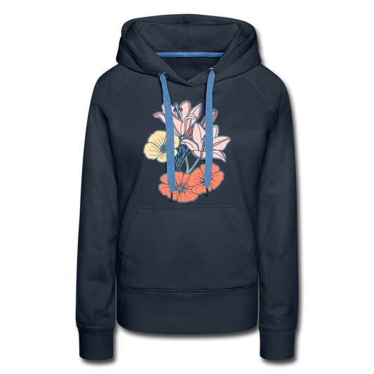 Frauen Premium Hoodie - “Some Flowers” - Navy