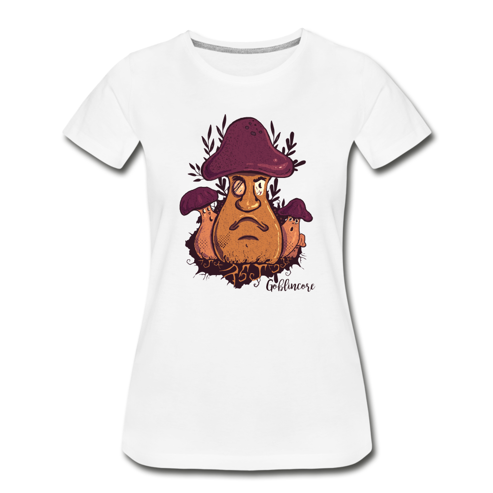 Frauen Premium Bio T-Shirt - “Goblincore_Grummelpilz” - Weiß