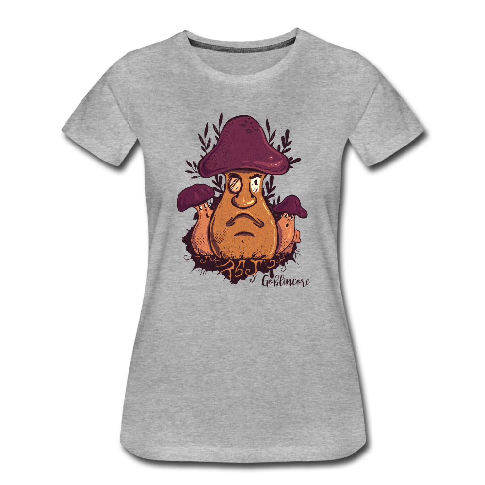 Frauen Premium Bio T-Shirt - “Goblincore_Grummelpilz” - Grau meliert