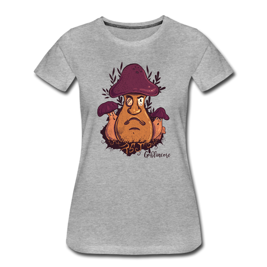 Frauen Premium Bio T-Shirt - “Goblincore_Grummelpilz” - Grau meliert