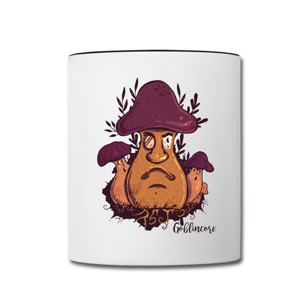 Tasse zweifarbig - “Goblincore_Grummelpilz” - Weiß/Schwarz