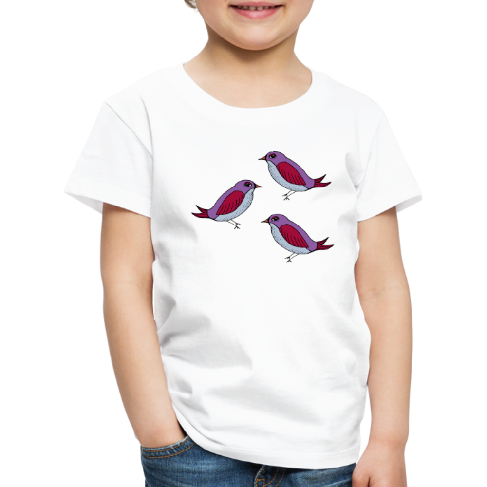 Kinder Premium T-Shirt - “Drei Amseln” - Weiß
