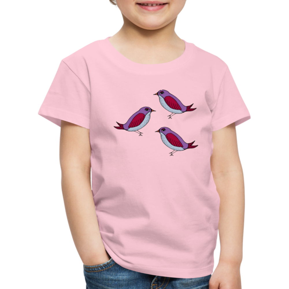Kinder Premium T-Shirt - “Drei Amseln” - Hellrosa
