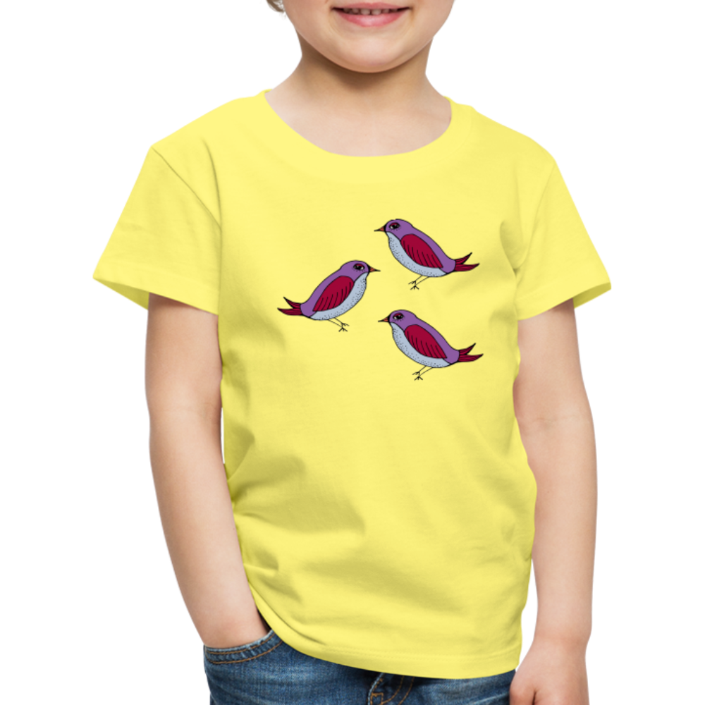Kinder Premium T-Shirt - “Drei Amseln” - Gelb