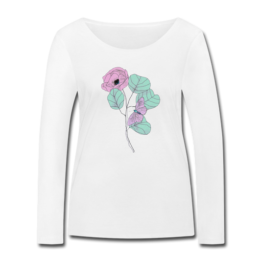 Frauen Bio-Langarmshirt - "Blütezeit" - Weiß