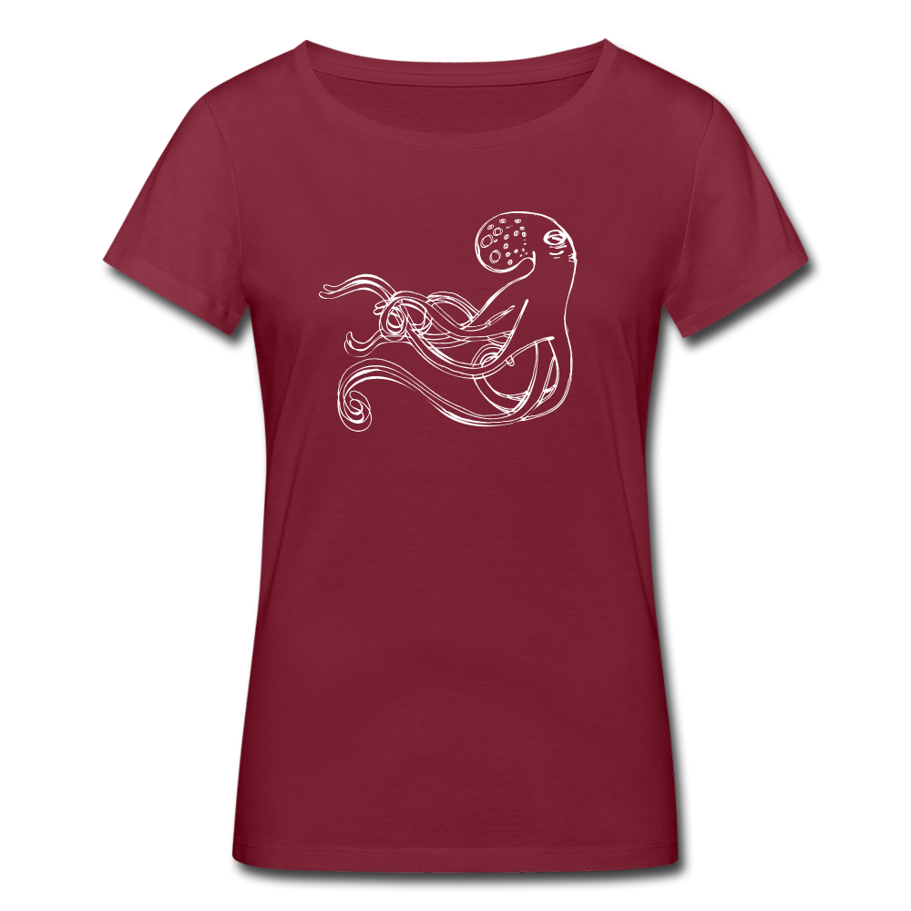 Frauen Bio-T-Shirt - “Shaky Kraken” - Burgunderrot