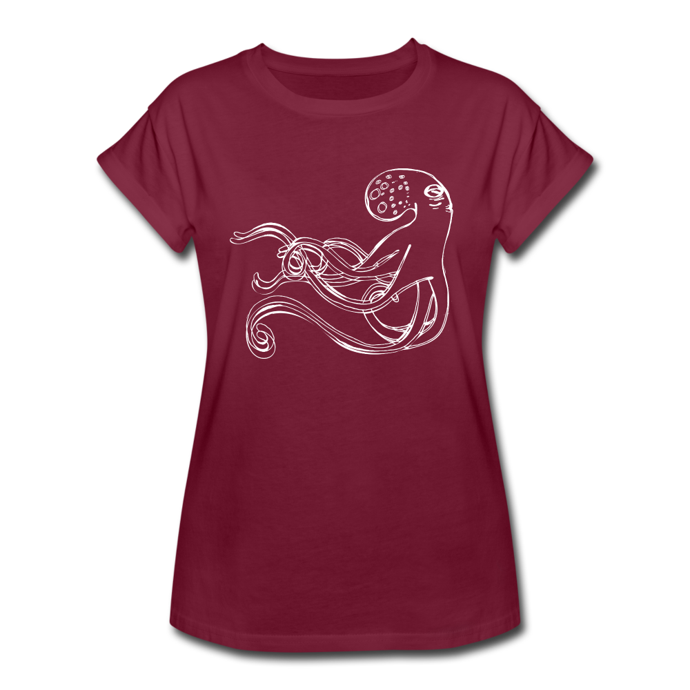 Frauen Oversize T-Shirt - “Shaky Kraken” - Bordeaux