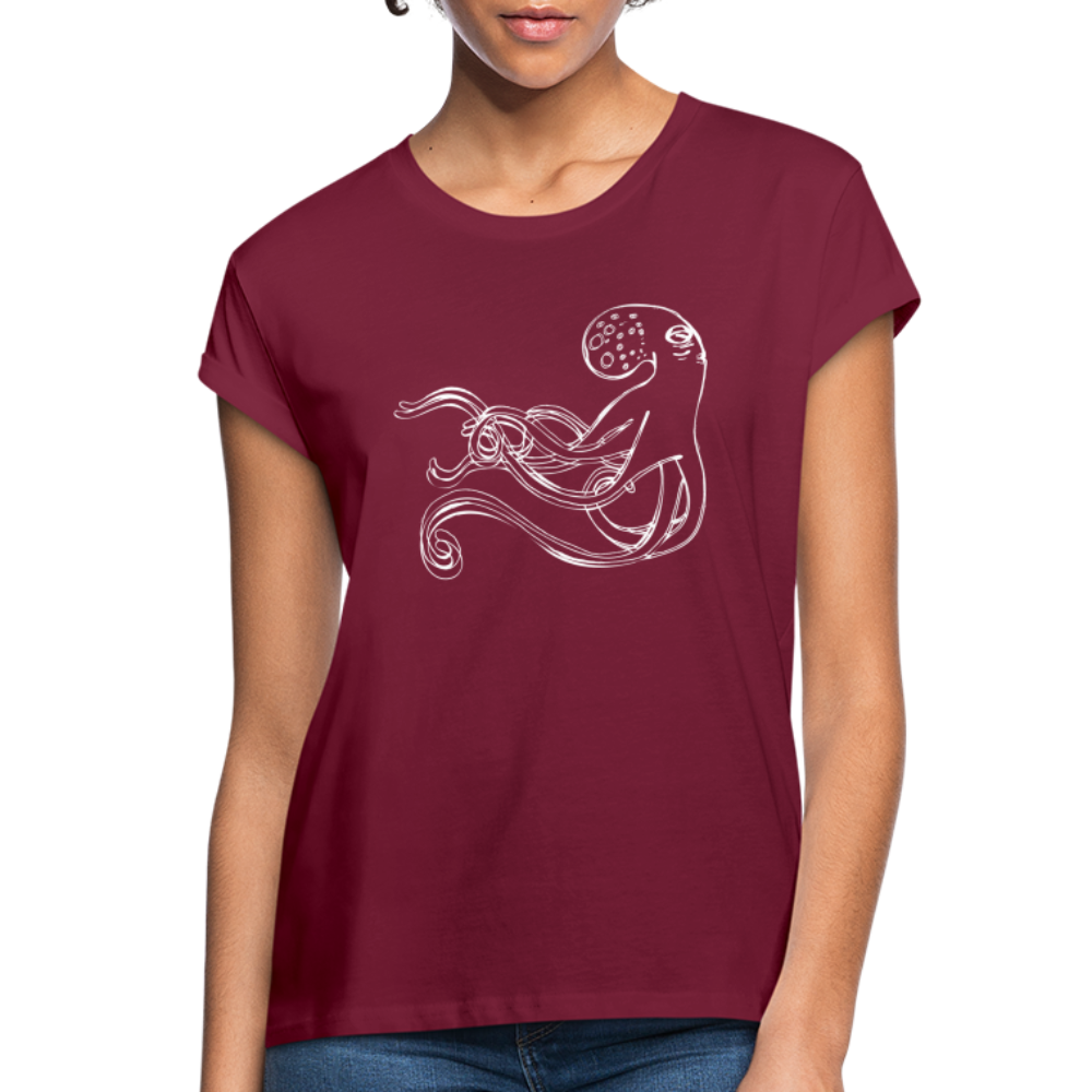 Frauen Oversize T-Shirt - “Shaky Kraken” - Bordeaux
