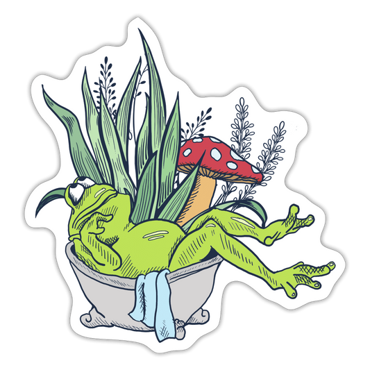 Sticker - “Cottagecore_Frosch in der Badewanne” - Mattweiß