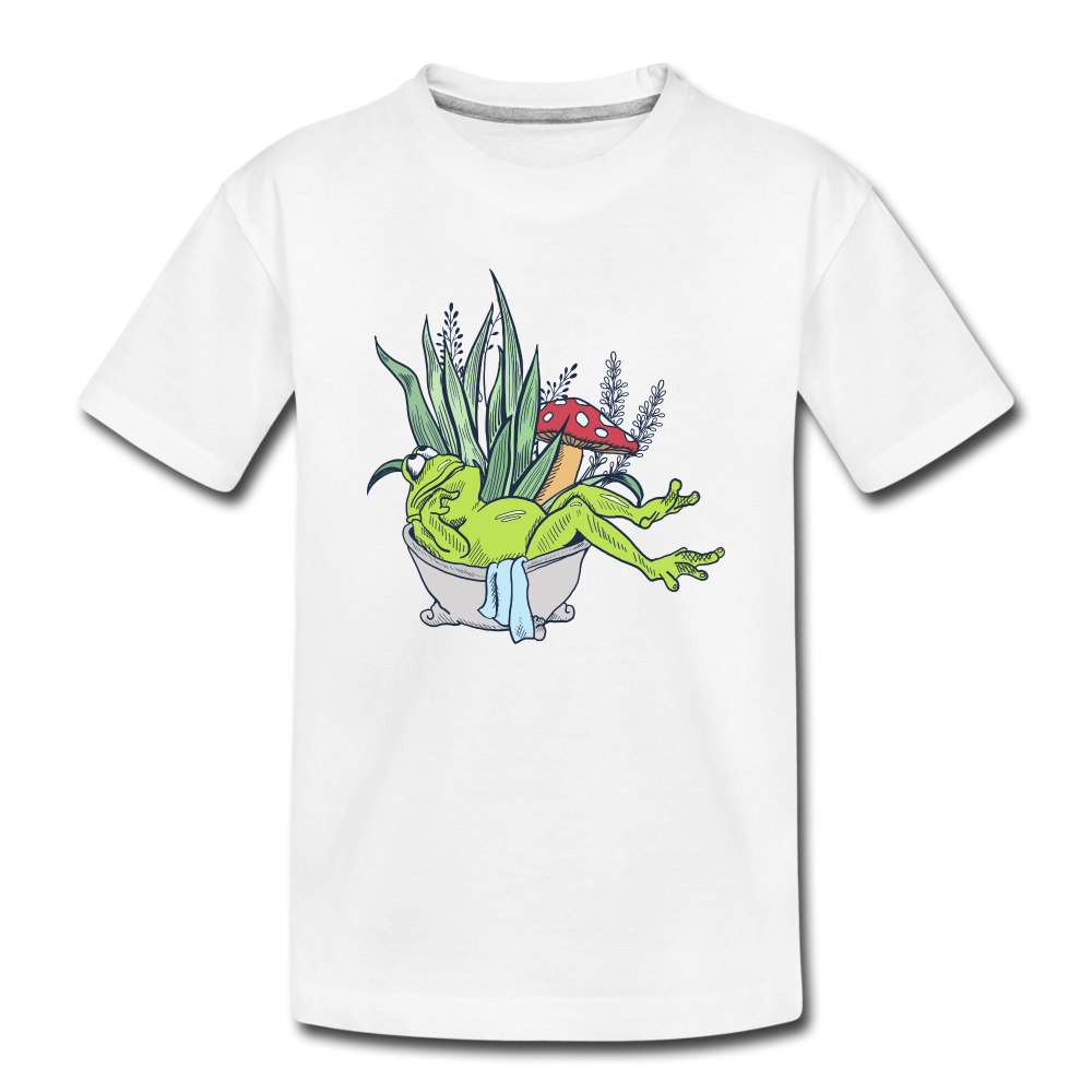 Kinder Premium T-Shirt - “Cottagecore_Frosch in der Badewanne” - Weiß