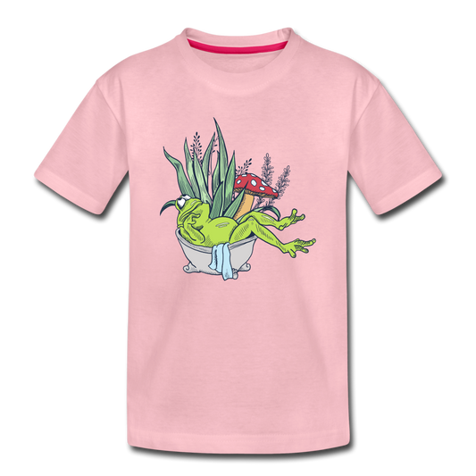 Kinder Premium T-Shirt - “Cottagecore_Frosch in der Badewanne” - Hellrosa