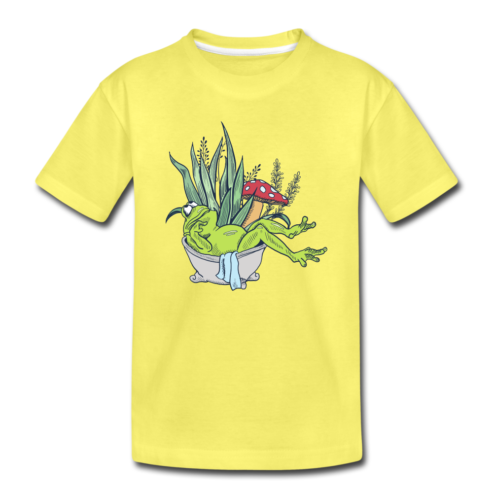 Kinder Premium T-Shirt - “Cottagecore_Frosch in der Badewanne” - Gelb