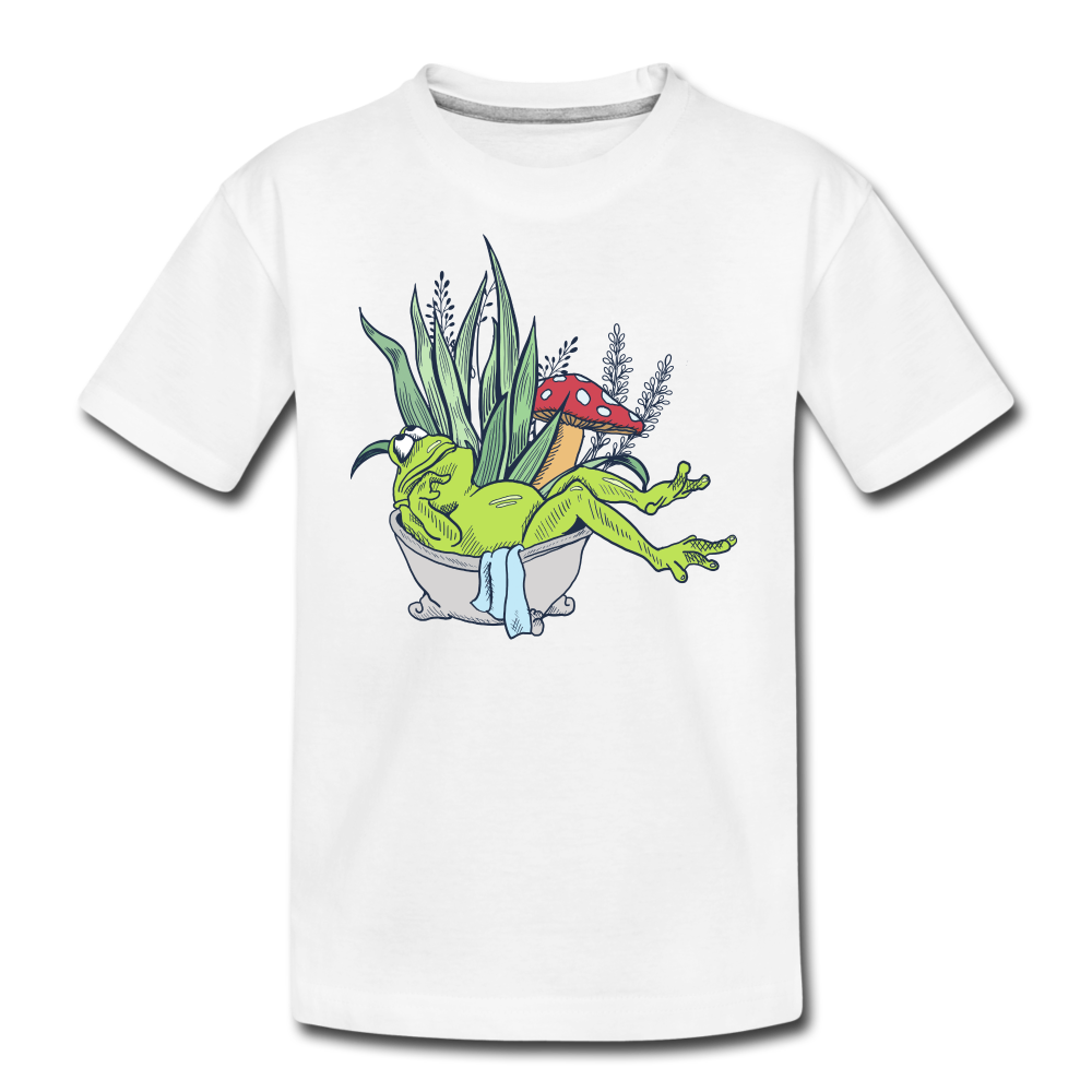 Teenager Premium T-Shirt - “Cottagecore_Frosch in der Badewanne” - Weiß