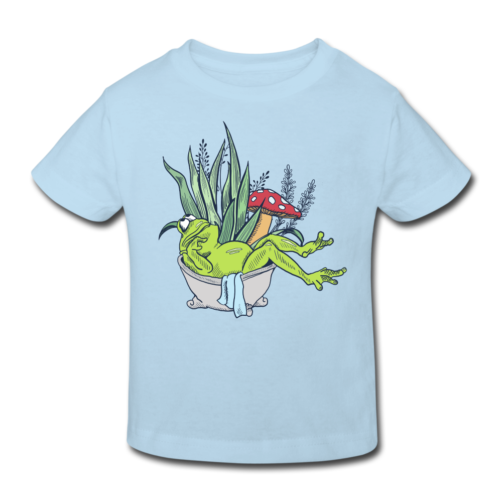 Kinder Bio-T-Shirt - “Cottagecore_Frosch in der Badewanne” - Hellblau