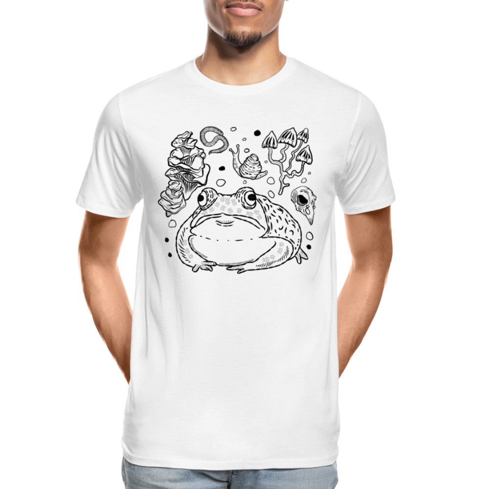 Männer Premium Bio T-Shirt - “Goblincore Sammelsurium” - Weiß