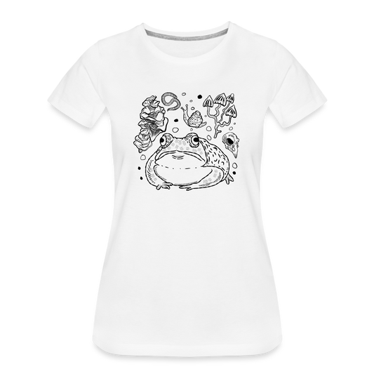Frauen Premium Bio T-Shirt - “Goblincore Sammelsurium” - Weiß
