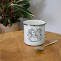 Emaille-Tasse - “Goblincore Sammelsurium” - Weiß