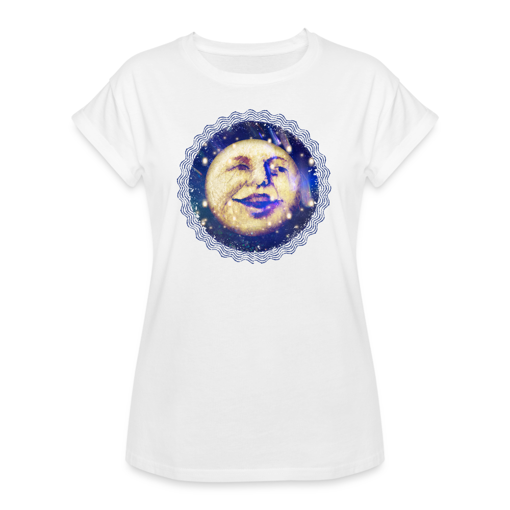 Frauen Oversize T-Shirt - “Lachender Mond - Weiß