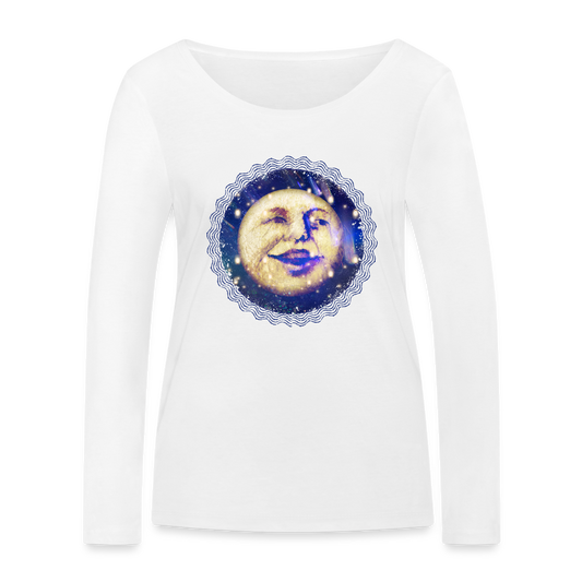 Frauen Bio-Langarmshirt - “Lachender Mond” - Weiß