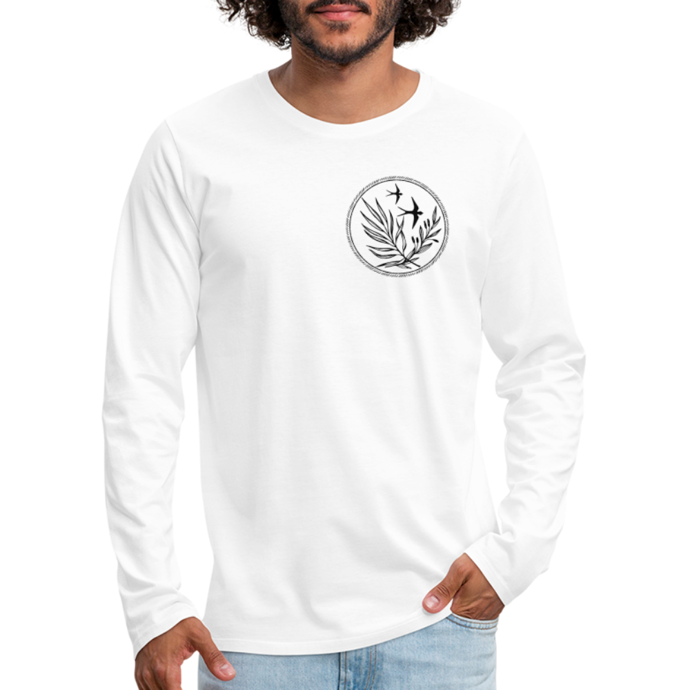 Männer Premium Langarmshirt - “Two Birds” - Weiß