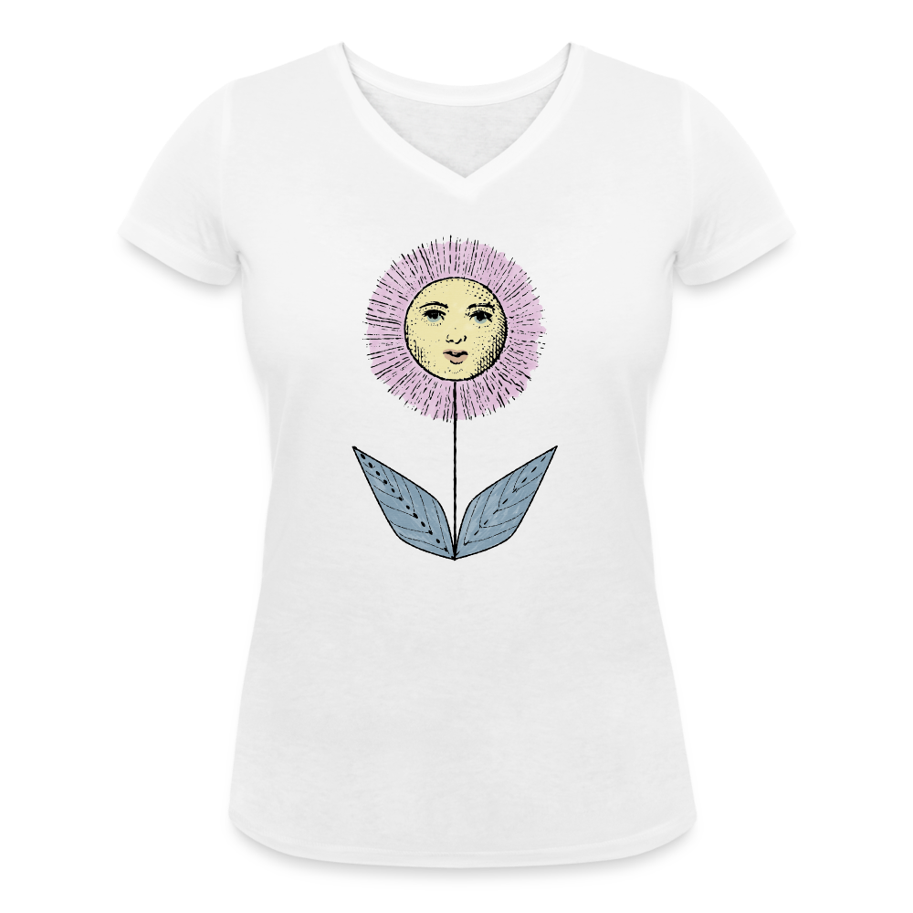Frauen Bio-T-Shirt mit V-Ausschnitt - “Grow the Sun” - white