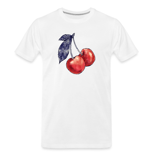 Männer Premium Bio T-Shirt - “Rote Kirschen” - white