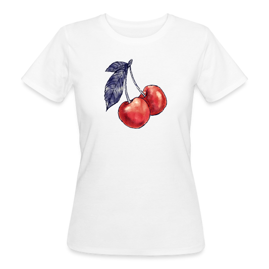 Frauen Bio-T-Shirt - “Rote Kirschen” - white