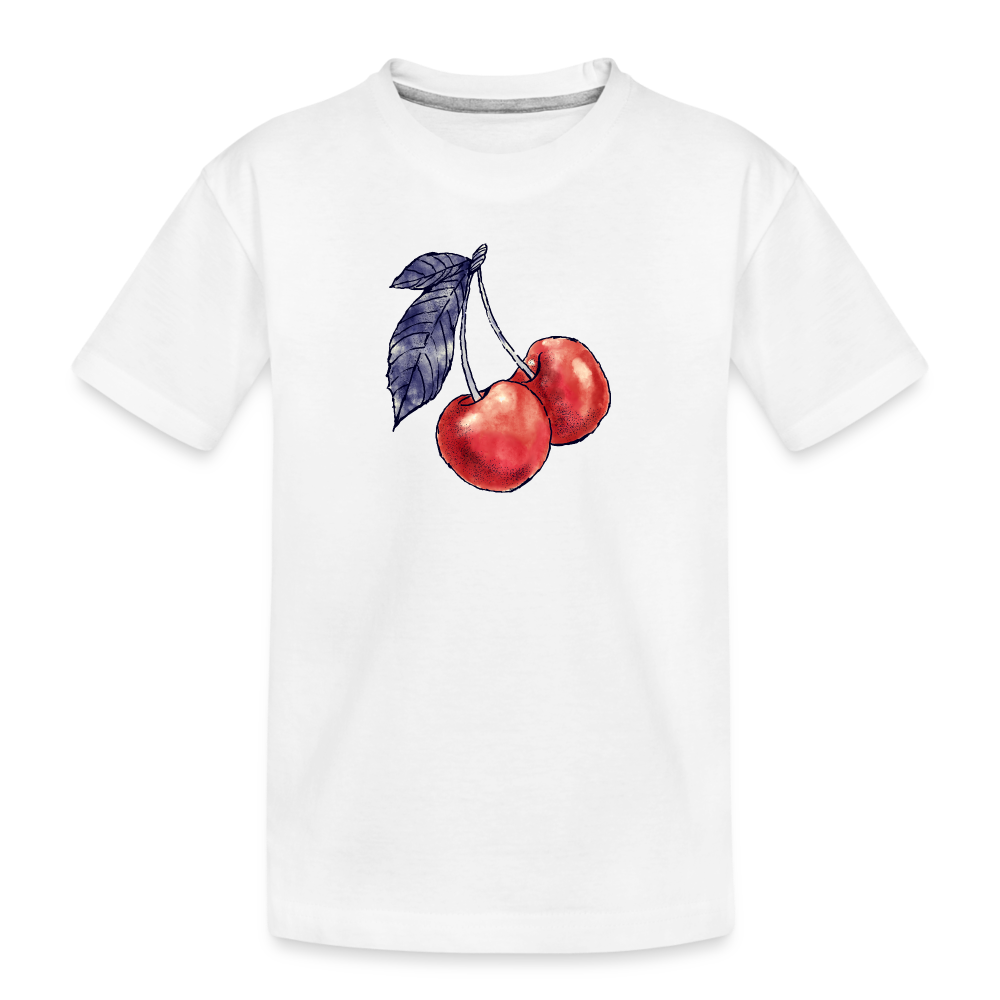 Teenager Premium Bio T-Shirt - “Rote Kirschen” - white