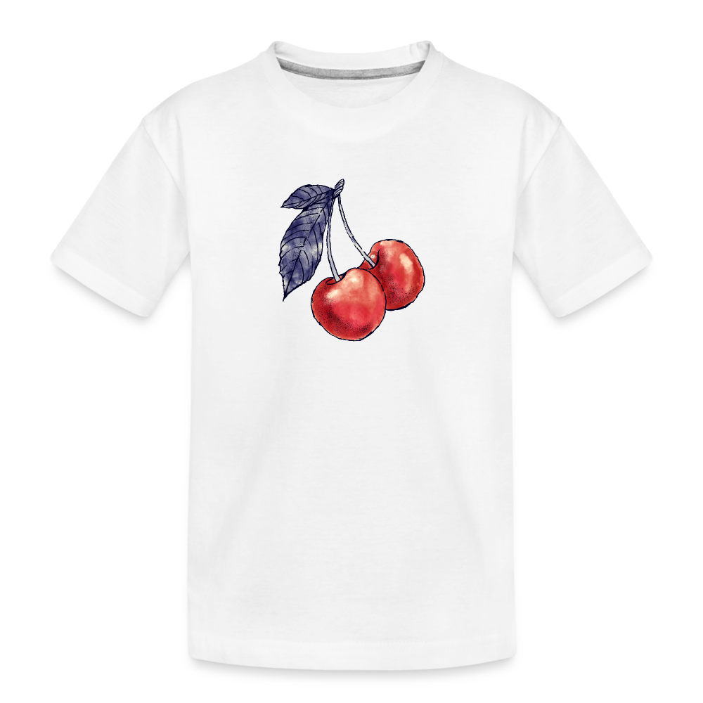 Kinder Premium Bio T-Shirt - “Rote Kirschen” - white