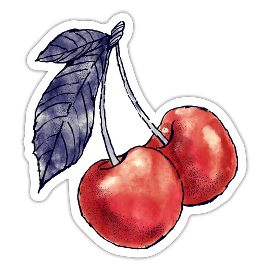 Sticker - “Rote Kirschen” - Mattweiß