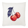 Sofakissen mit Füllung 44 x 44 cm - “Rote Kirschen” - Naturweiß