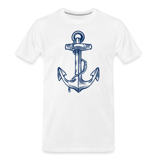 Männer Premium Bio T-Shirt - “Anker in Tintenblau” - white
