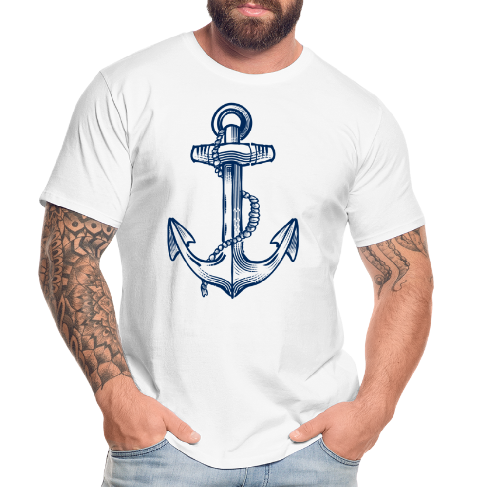Männer Premium Bio T-Shirt - “Anker in Tintenblau” - white