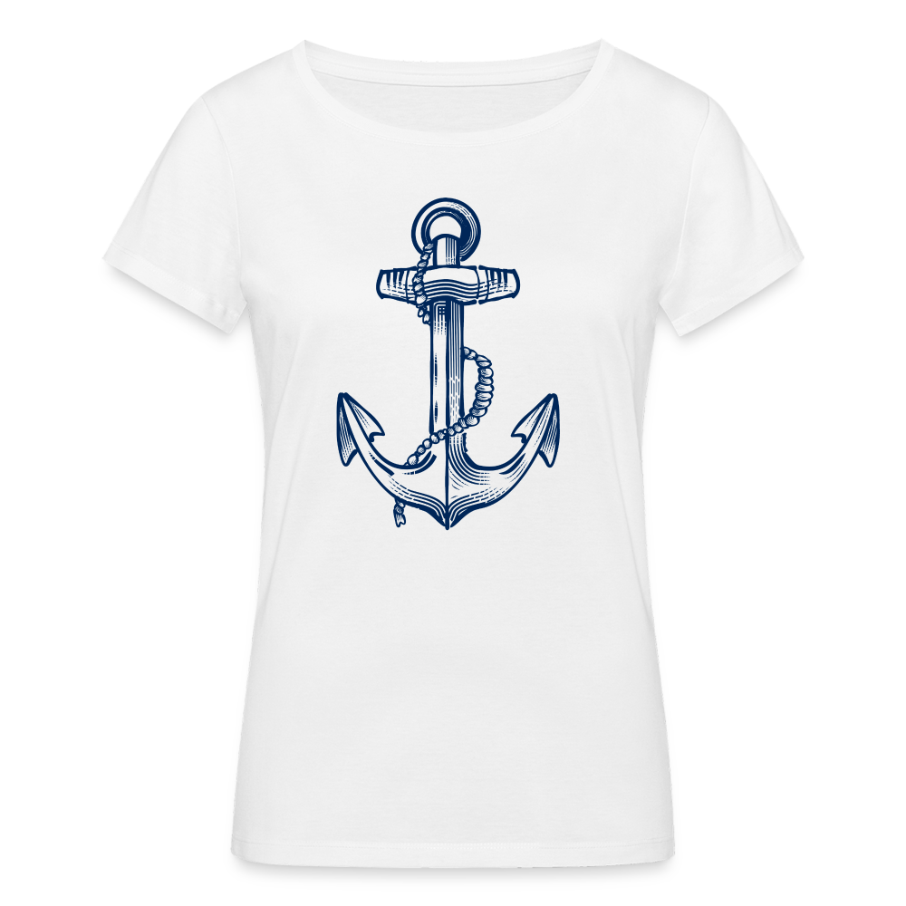 Frauen Bio-T-Shirt - “Anker in Tintenblau” - white