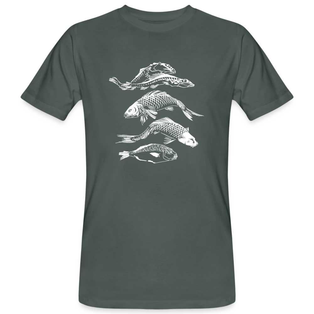 Männer Bio-T-Shirt - “Fischsilhouetten” - Graugrün