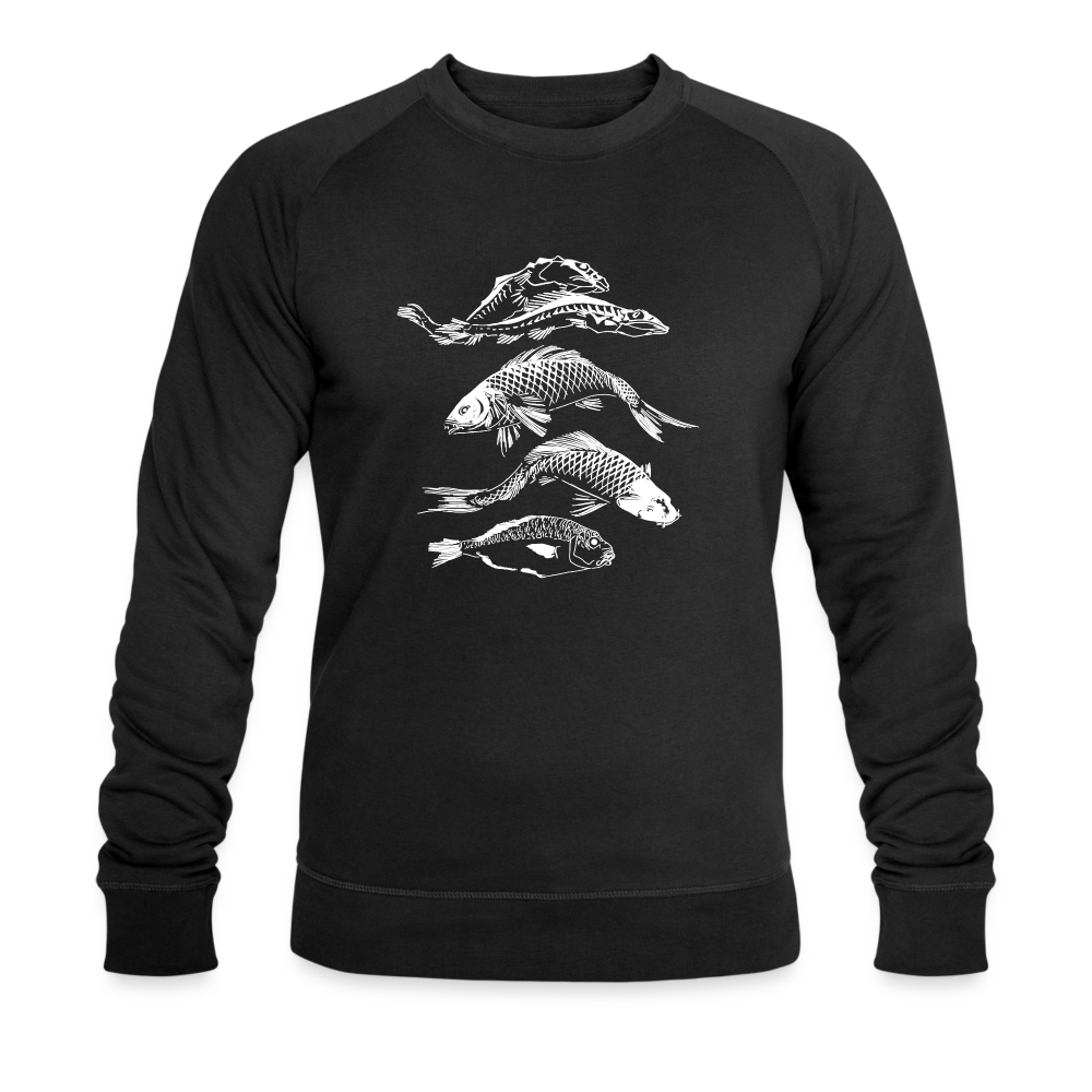 Männer Bio-Sweatshirt - “Fischsilhouetten” - Schwarz